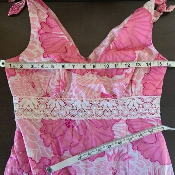 LILLY PULITZER Old World Charm Shell Pink Rylan Dress Vintage White Label 4 - Picture 15 of 16